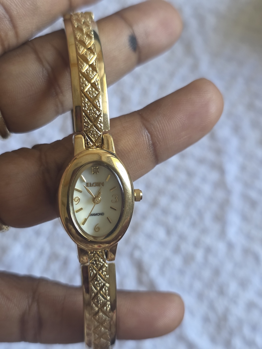 Elgin  EG8074 Women's Gold-Tone Diamond Accent Bangle Watch - Gold Need Battery